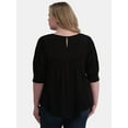 thumbnail image 3 of Terra & Sky Women's Plus Size Smocked Blouse, Sizes 0X-5X, 3 of 5