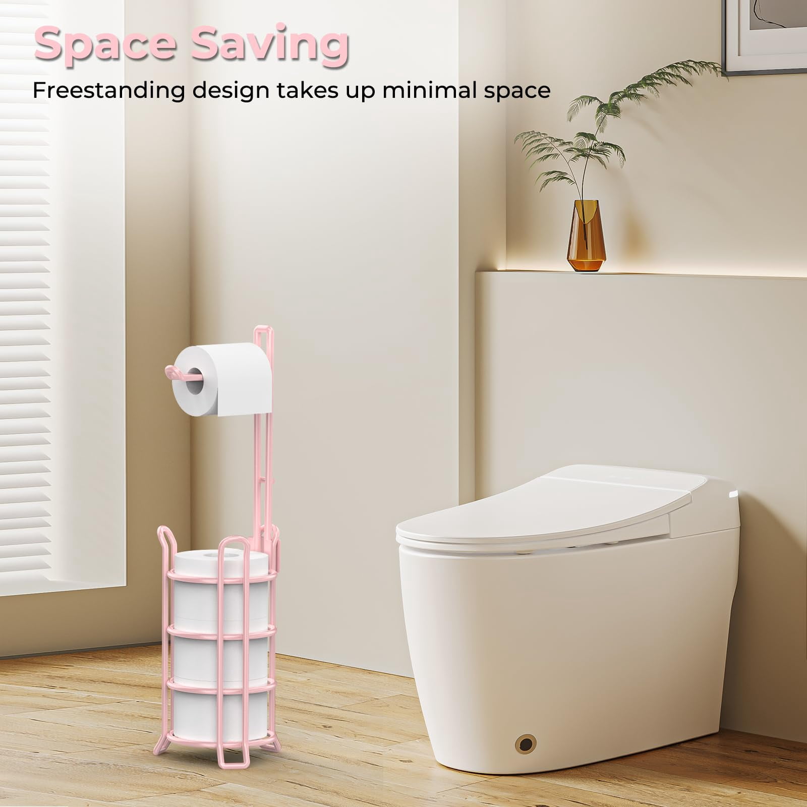 Toilet Paper Holder Toilet Paper Stand and Dispenser for 3 Spare Rolls Metal Wire Free-Standing Toilet Tissue Paper Roll Storage Shelf Bathroom Accessories Storage Organizer Black