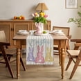 thumbnail image 3 of Happy Easter Bunny Table Runner 108 Inches Long for Kitchen Dining, Striped Polka Dot Rabbits Farmhouse Dresser Scarf Farmhouse, Dining Table Decorations for Wedding/Parties, 13 x 108 In, 3 of 8