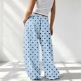 thumbnail image 4 of Dweltoz Women's Polka Dot Barrel Sweatpants Wide Leg Pants Drawstring Elastic Waist Loose Fit Casual Sweat Pants with Pockets Lounge Trousers,Light Blue L, 4 of 5