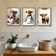 thumbnail image 4 of Hieng Highland Cow Bathroom Canvas Wall Art, Funny Bathroom Signs Animal Wall Decor, Rustic Cute Bathroom Poster Prints for Bathroom Restroom Decor(Framed canvas), 4 of 6