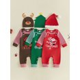 thumbnail image 3 of RUINIXCW Baby Boy Girl My 1st Christmas Outfit 3Pcs Striped Romper with Suspender Pants for Newborn Holiday Photos Xmas, 3 of 8