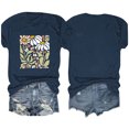 thumbnail image 4 of Blusas de Verano de las Mujeres Flor Impresa Cuello Redondo Manga Corta Superior, Verano Superior de las Mujeres, 4 of 8