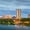Downtown Tulsa At Dusk, variant on Elephant Stock Jersey City Skyline Wall Art - Horizontal Canvas Wall Art - Living Room Wall Decor - Places Canvas - Blue And Gray Decor - 12" x 8"