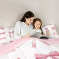 thumbnail image 5 of Manfei Cute Bow Girl 3 Pieces Queen Comforter Set,Dreamy Princess Ultra Soft Bedding Sets,Kawaii Ribbon Bow Knot Bedding Comforter Set Breathable,Luxury Bedroom Decor,Reversible, 5 of 8