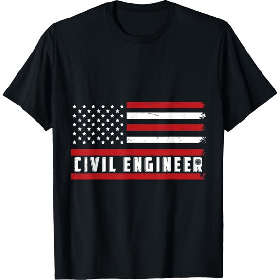 Premium Comfort - American Flag Civil Engineer T-Shirt
