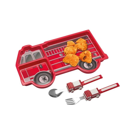 KidsFunwares Me Time Meal Set (Fire Engine) - Set of Plate, Fork & Spoon)