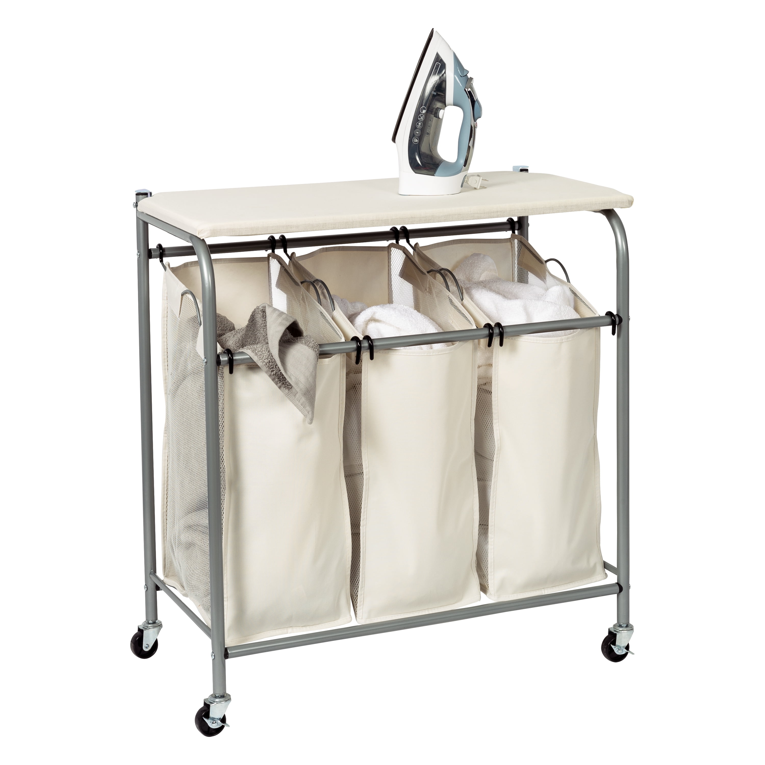 Honey Can Do Triple Laundry Sorter with Ironing Board