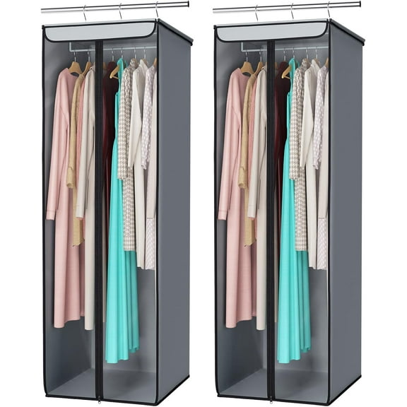 Garment Bags for Hanging Clothes, Large Clothes Storage Bags Closet Organizer with Clear Window, Premium Hanging Garment Storage Bag for Suits, Coats, Dresses, 54", 2-Pack