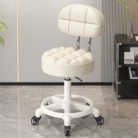 Swivel Salon Stool Chair with Backrest, Adjustable Hydraulic Rolling Stool Work Salon Drafting Swivel Task Chair