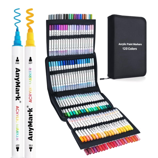 Marcadores de Arte de Uñas AnyMark 120 Colores Doble Punta Secado Rápido