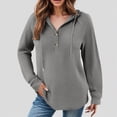thumbnail image 2 of Towmus Women's Hoodie Oversized Waffle Knit Tops Henley Casual Shirts Long Sleeve Button V Neck Solid Color Casual Tunic Sweatshirt S-5XL, 2 of 7