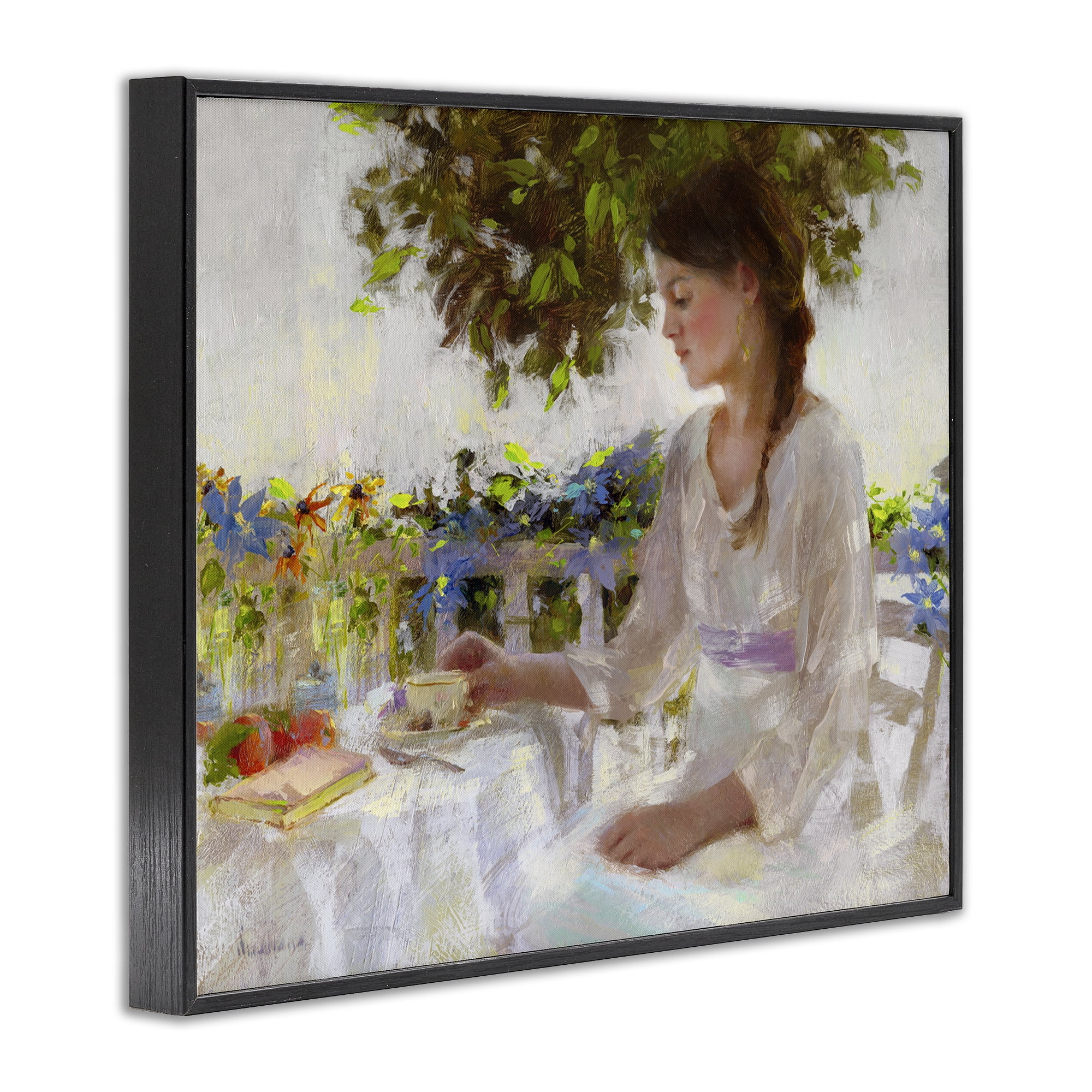 Stupell Industries Classic Tea Party Girl Novelty Painting Black Framed Art Print Wall Art, 14 x 11