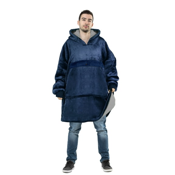 Tirrinia Oversized Blanket Hoodie, Wearable Fluffy Sherpa Blanket, Reversible Cozy Sweatshirt Blanket Gift for Adult Women Men boyfriend husband