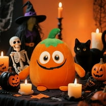 7.9In Pumpkin Plush Toy Halloween Cute Pumpkin Stuffed Soft Throw Pillow Smiling Pumpkin Stuffed Animal Decoration-Orange#0828