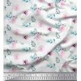 thumbnail image 1 of Soimoi White Rayon Fabric Leaves & Anemone Floral Fabric Prints By Yard 56 Inch Wide, 1 of 3