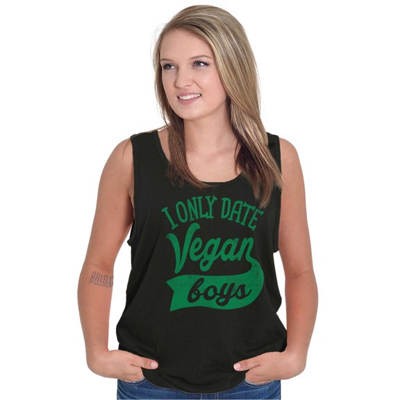 Date Vegan Boy Vegetarian Healthy Tank Top Tee Shirt Women Brisco Brands S