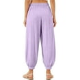 thumbnail image 5 of XUNKUSGA Harem Pants 2-14Y Loose Solid Color Baggy Pants Lightweight Soft Ice Silk Pants for Boys Girls Casual Breathable Elastic Waist Baby Girls Clothes,Purple, 5 of 5