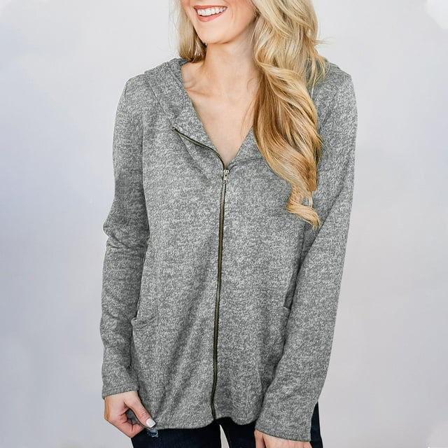 Chaquetas y abrigos casuales con capucha y manga larga para mujer, moda, color liso, manga larga, corta, con cremallera, cárdigan con capucha, abrigo holgado, abrigo superior para mujer