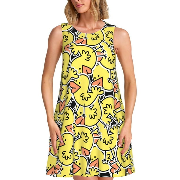 Balery Ducks Vestidos de verano para mujer con estampado: vestido holgado sin mangas, vestido playero informal y cómodo para días calurosos.