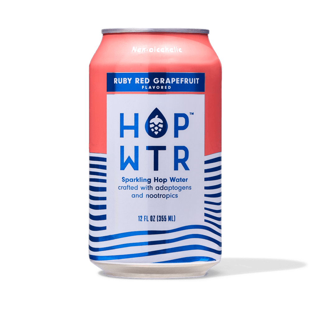 HOP WTR - Sparkling Hop Water -Ruby Red Grapefruit  (12 Pack) - NA Beer, No Calories or Sugar, Low Carb, With Adaptogens and Nootropics for Added Benefits (12 oz Cans)