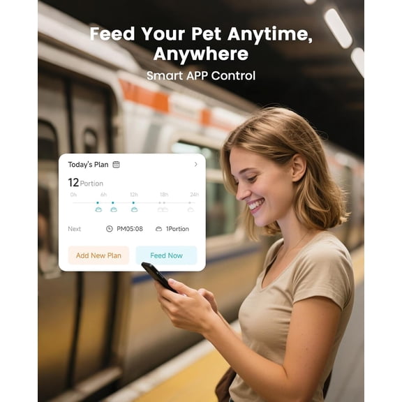 Automatic Cat Feeder WiFi App Control Smart Pet Food Dispenser with Portion Control for Dry Food Indoor