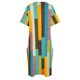 thumbnail image 4 of Vestido de novia elegante con bolsillos sueltos y palitos de helado en azul con bloques de colores retro., 4 of 6