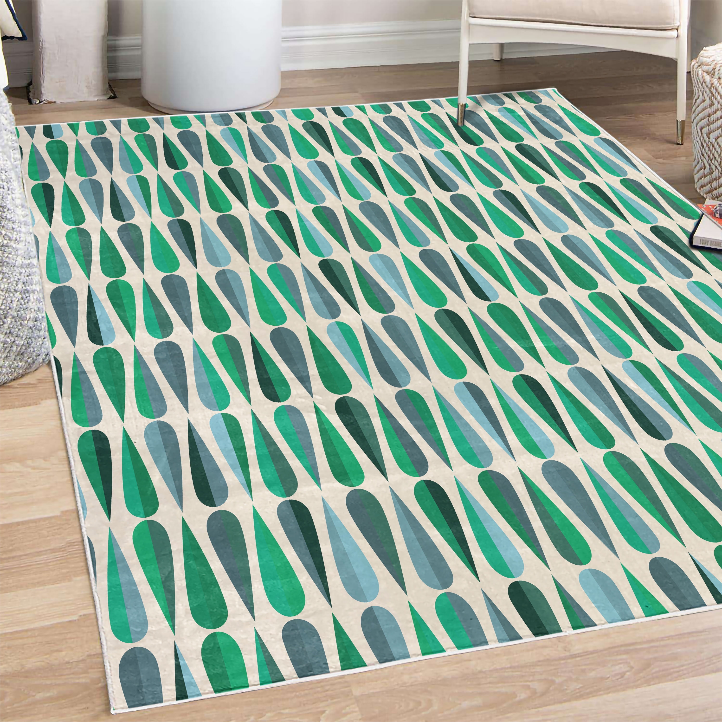 Retro Decorative Rug, Sixties and Seventies Style Geometric Round ...