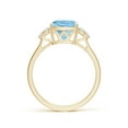 thumbnail image 2 of ANGARA Natural Cushion 1.95 ct Aquamarine Engagement Ring with Trio Diamonds in 14K Yellow Gold for Women (Size-8mm) | March Birthstone, Anniversary, Jewelry Gift for Women | Natural Aquamarine Ring, 2 of 12