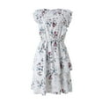 thumbnail image 6 of Fesfesfes Spring Dresses for Women Crewneck Ruffle Splicing Sleeveless Boho Dress Casual Floral Print Double Layer Loose Mini Dress, 6 of 6