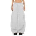 thumbnail image 2 of felwors Womens Barrel Sweatpants Baggy Y2K Drawstring Wide Leg Pants with Pockets Grey for Size XXL, 2 of 9