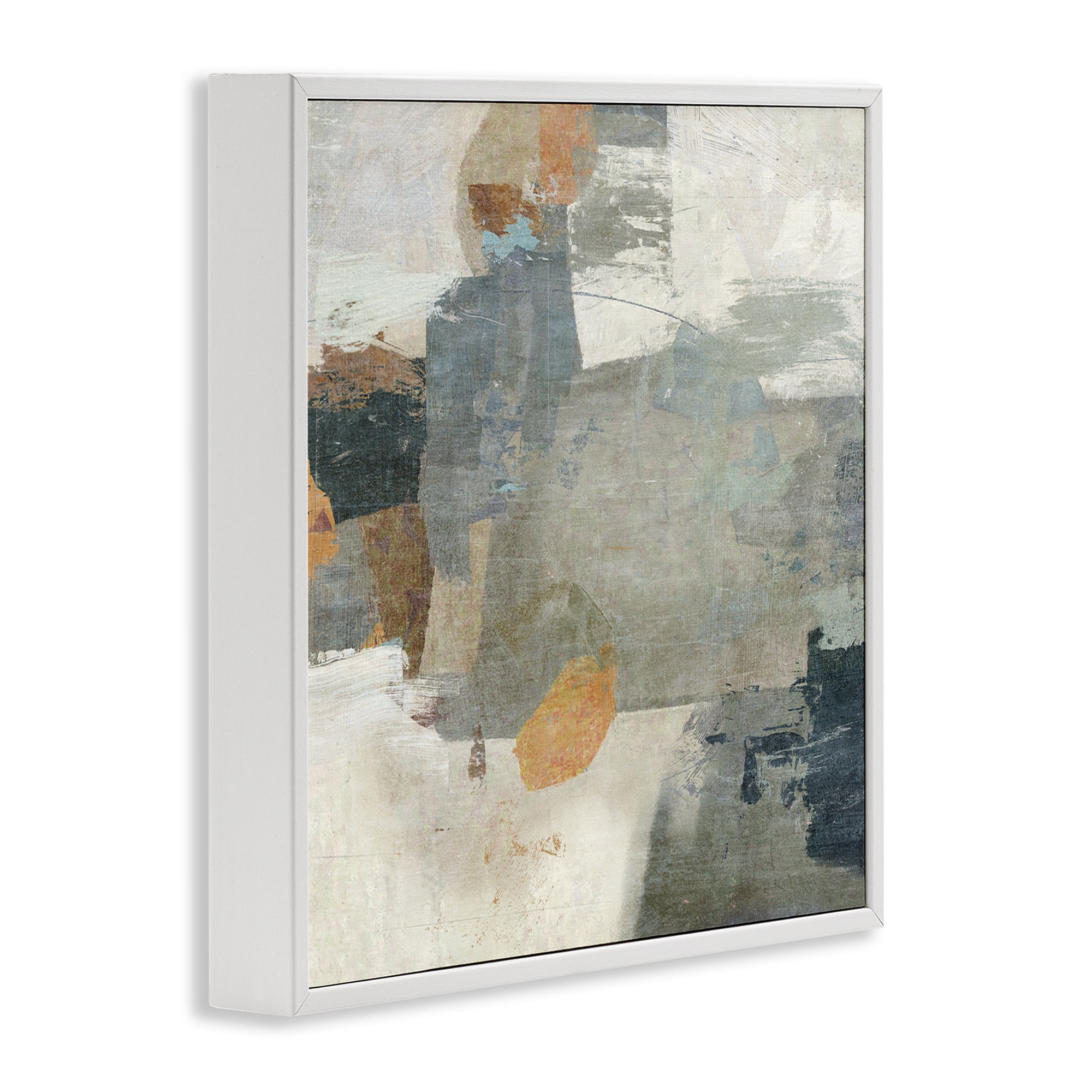 Stupell Industries Rustic Grey Paint Strokes Abstract Painting White Framed Art Print Wall Art, 17 x 17