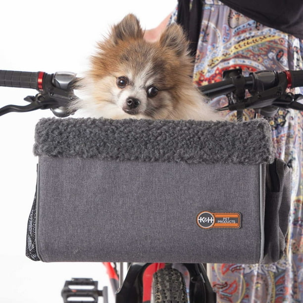 K&H Pet Products Travel Bike Basket for Pets Small Gray 9" x 12.5" x 8