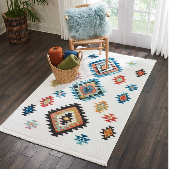 Nourison Tribal Decor Tribal White 3'11" x 6'2" Area Rug, (4x6)
