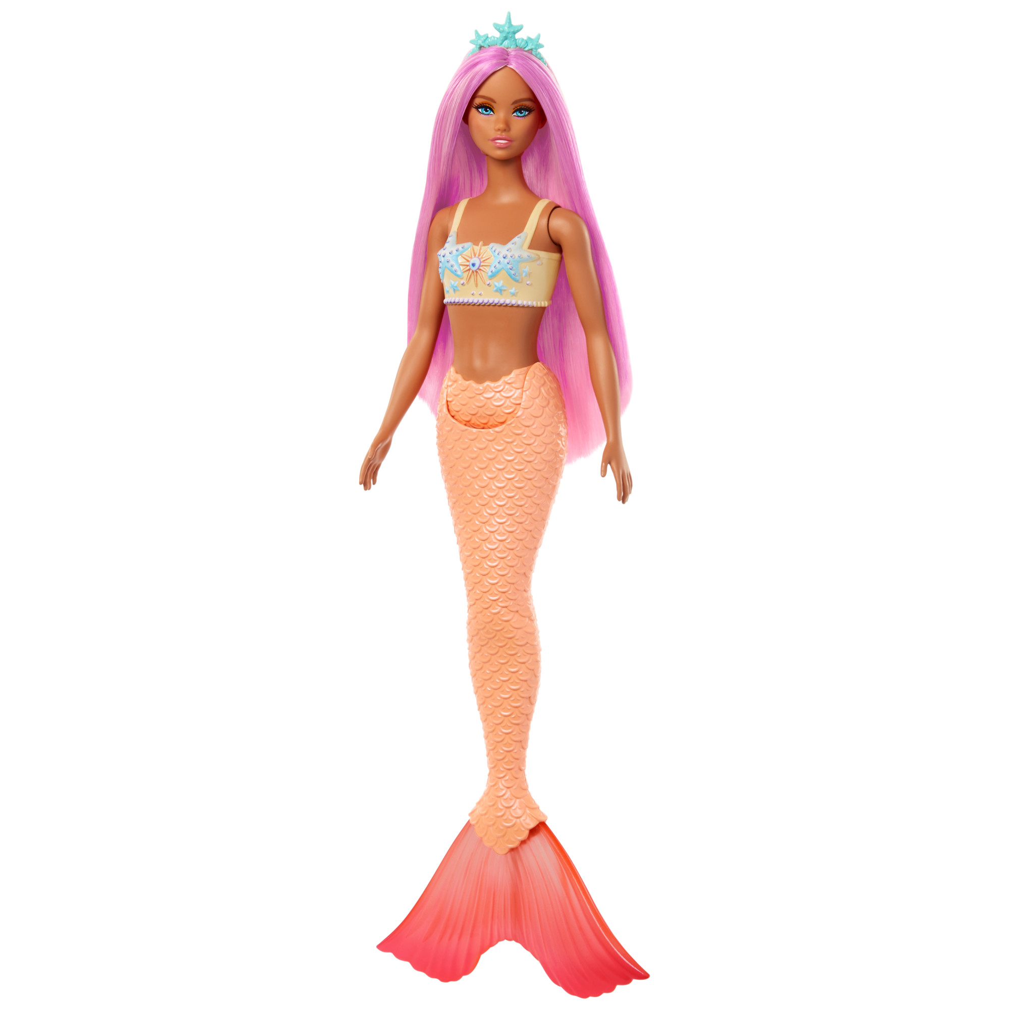 Barbie Mermaid Doll with Pink Fantasy Hair, Soft Orange Tail and Headband Accessory