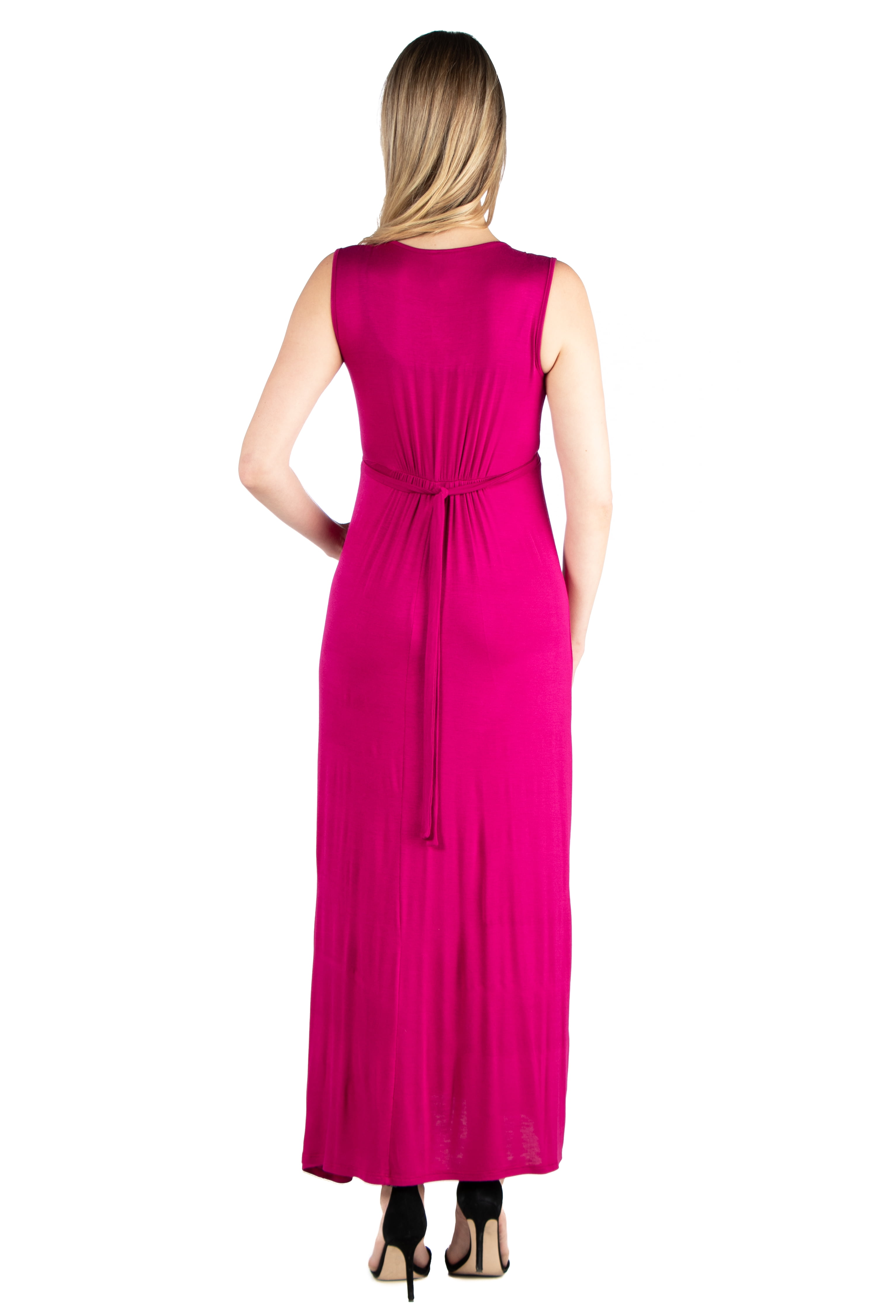 24seven Comfort Apparel Sleeveless Empire Waist Maternity Maxi Dress