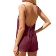 thumbnail image 6 of HAIJIE Linen Rompers for Women Casual Sleeveless Short Overalls Spaghetti Strap Shorts Jumpsuit with Pockets (Brick Red,L), 6 of 6