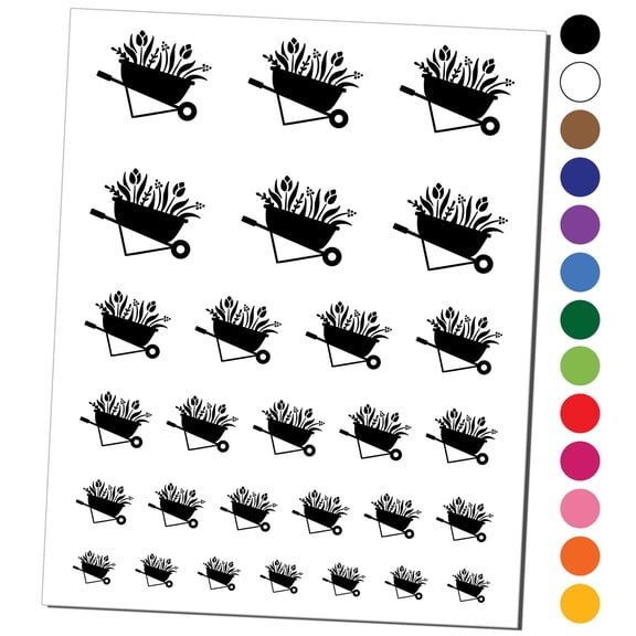 Darling Wheelbarrow Spring Summer Flowers Gardening Water Resistant Temporary Tattoo Set Fake Body Art Collection - Brown