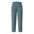 thumbnail image 2 of Cropped Pants Women Elastic Waist, Straight Leg Casual ankle length Trousers with Pockets for Everyday Summer travel Light Blue XXL, 2 of 6