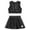 Black, variant on YEAHDOR Kids Girls Shiny Metallic 2Pcs Dance Suit Cropped Tank Top with A-Line Pleated Skirt Dance Set Performance Costume