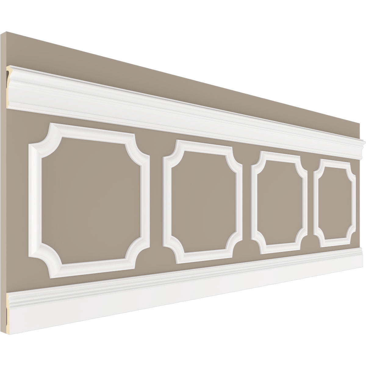 Ekena millwork 94 1/2"L (Adjustable 32"H to 36"H) Ashford Scalloped Panel Traditional Wainscot Paneling Kit
