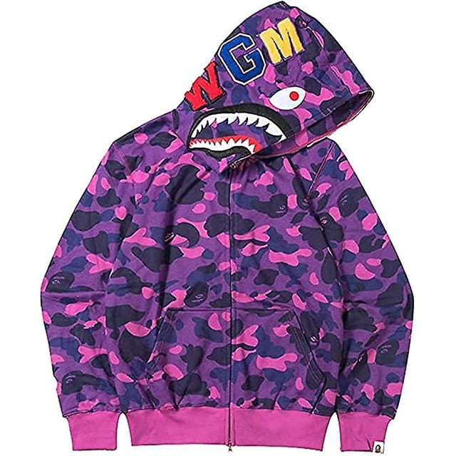 Shark Ape Bape Hoodie Camo Print Poliéster Suéter Casual Loose Zip Hoodie Jacket Para Hombres Mujeres