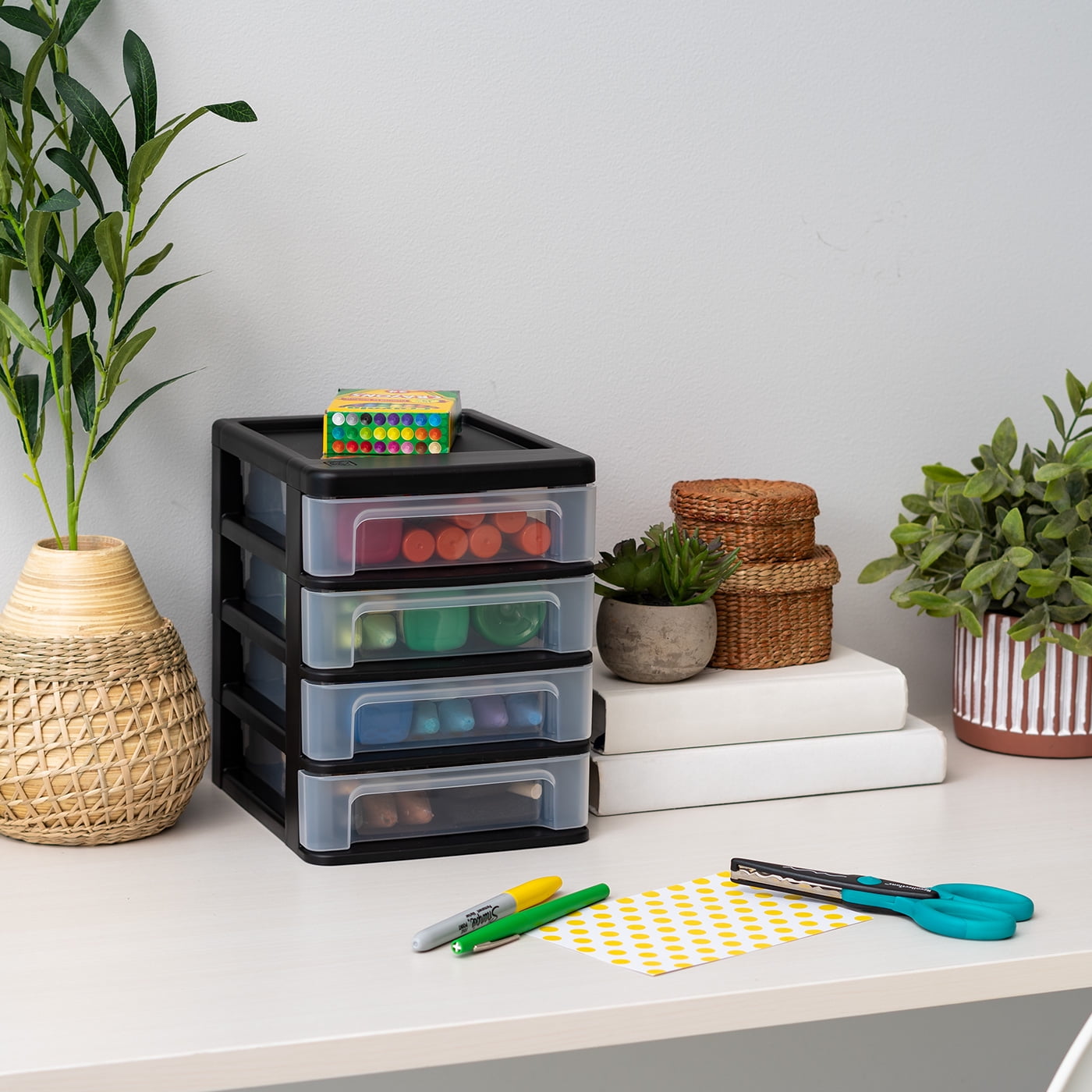 IRIS USA 4 Drawer Small Desktop Storage System, Black