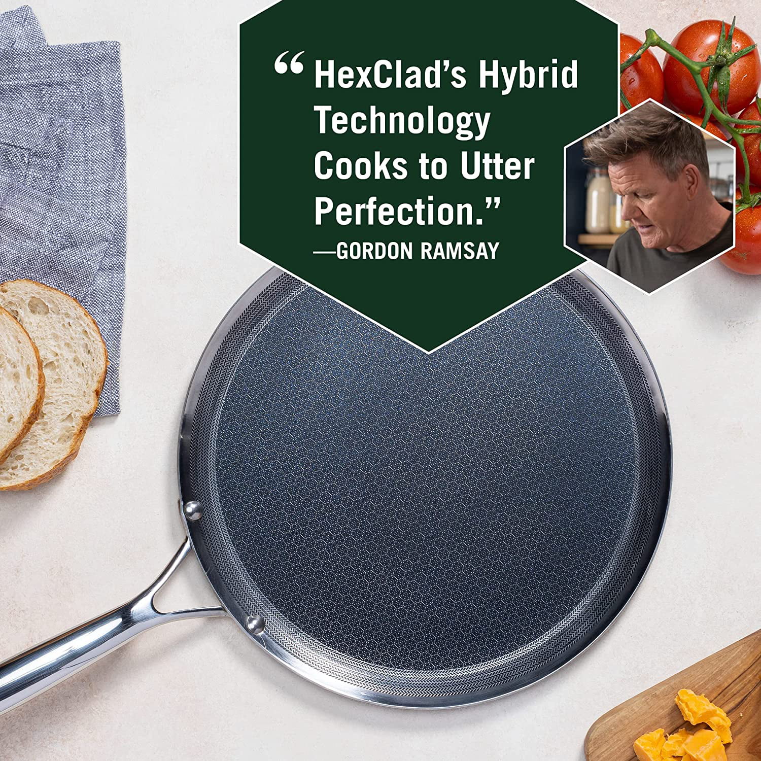 HexClad Hybrid Nonstick Griddle Pan, 12-Inch, Stay-Cool Handle, Dishwasher  and Oven Safe, Induction Ready, Compatible with All Cooktops
