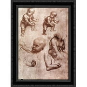 Study of a child 19x24 Black Ornate Wood Framed Canvas Art by Da Vinci, Leonardo