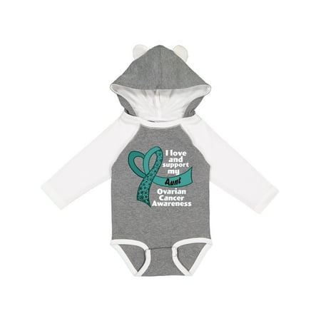 

Inktastic I Love and Support My Aunt Ovarian Cancer Teal Ribbon Heart Gift Baby Boy or Baby Girl Long Sleeve Bodysuit