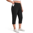 thumbnail image 3 of WellSize Plus Size Capri Pants for Women High Waisted Split Casual Lounge Pants With Pockets Summer Lightweight Cropped Pants, 3 of 7