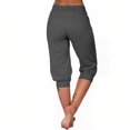 thumbnail image 6 of Mode24 Ladies Capri Pants Summer with Pockets Drawstring Elastic Waist Capri Mid Waisted Stretchy Casual Pants Trendy Solid Color Joggers Pants Breathable Pants Dark Gray XL, 6 of 9