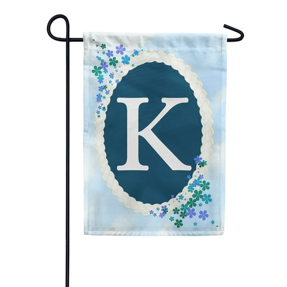 America Forever Spring Monogram Garden Flag Letter K 12.5 x 18 inches Double Sided Vertical Outdoor, Yard, Lawn, Beautiful Flowers, Floral Design, Summer Farmhouse Garden Flag