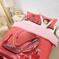 thumbnail image 2 of Castle Fairy Luxe Perfume Print Bedding,Glitter Heels Pattern Duvet Cover Full,Rose Gold,Pink Reversible,1 Duvet Cover and 2 Pillowcases, 2 of 6